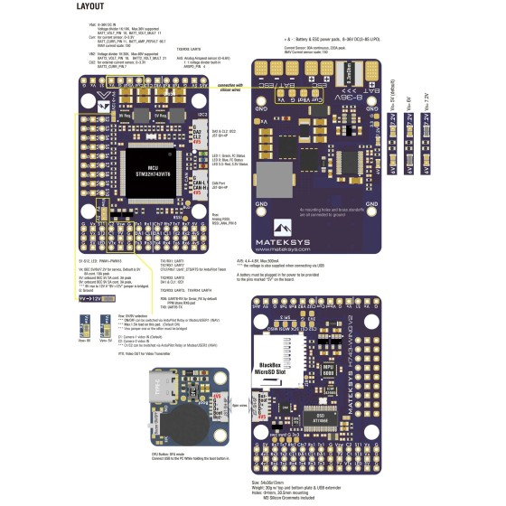 MATEK MATEKSY H743-WING V3 FLIGHT CONTROLLER Plastic Remote Control Accessory for Racing Drones Motor and Battery Power